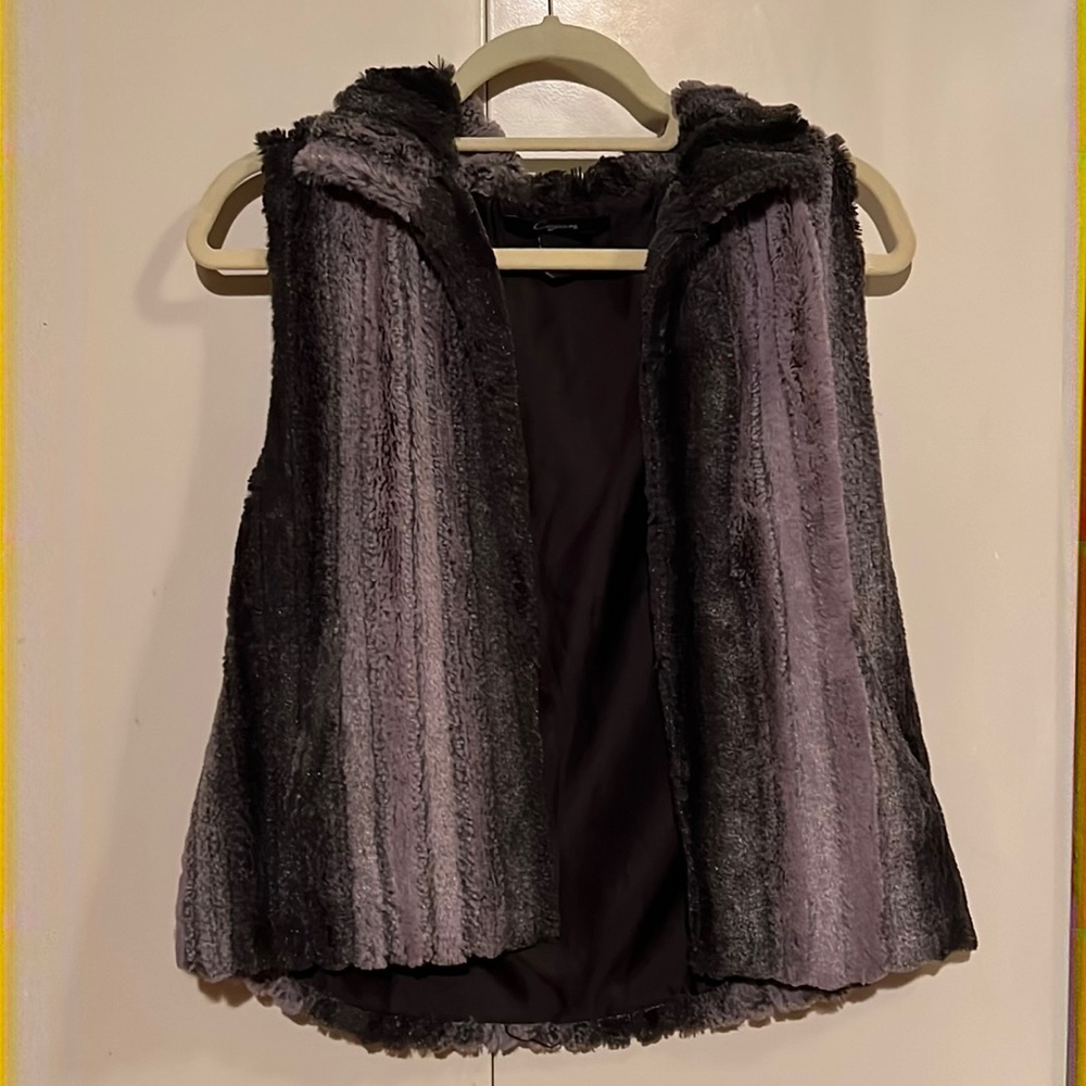 Shades of grey faux fur vest